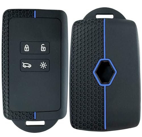 Coque Clé de Voiture pour Renault, Coque Cle Compatible avec Renault Clio Megane Koleos Kadjar Kangoo Twingo Talisman Captur Espace Dacia Duster, Etui Carte Renault, Silicone TPU 4 Boutons