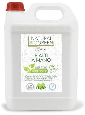 Naturalbiogreen Detersivo Piatti a Mano Ecologico Senza Profumo Ipoallergenico 5 Litri