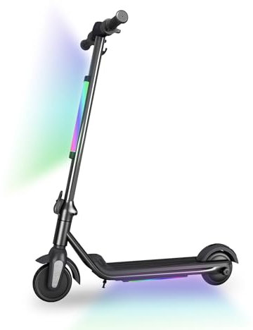 E Roller Kinder von 6-12 Jahren,Max Reichweite 5-8 KM - Max.12 KM/H,Faltbarer Elektroroller für Kinder Mit Bunte Regenbogenlichter und LED-Anzeige,Elektroscooter für Kinder und Jugendliche (Schwarz)