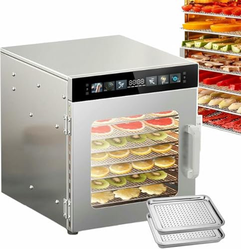 JMOUZHG Food Dehydrators, Electric Fruit Meat Drying Machine w/24H Timing and 30~90°C Temperature Control,Stainless Steel for Easy Cleaning,8-Layer