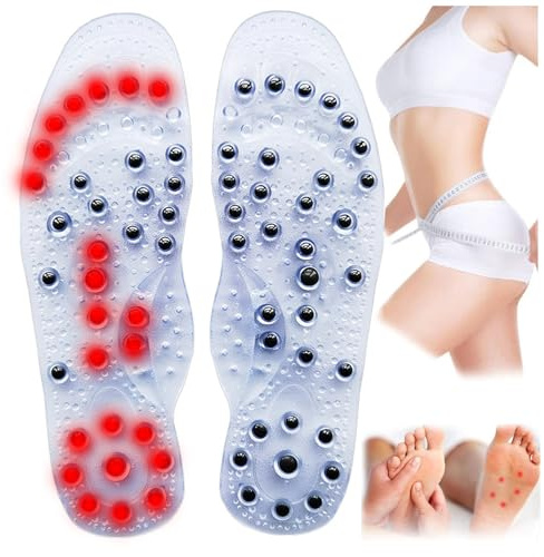 Acupressure Magnetic Massage Insoles, Magnetic Therapy Slimming Insoles For Weight Loss,Acupressure Therapy Shoe Inserts For Heel Pain,Cut-to-Fit Arch Support For M(Size:S EU(35-40),Color:Transparent)