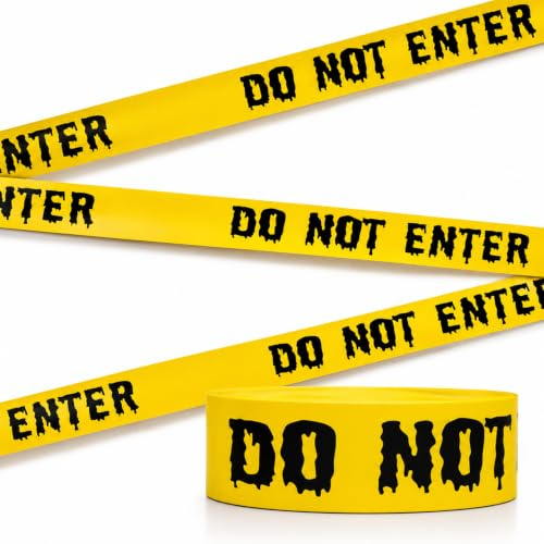 CARGEN Halloween DO NOT ENTER Ruban de Signalisation 25 m Décorations de Porte Non Adhésives, D'avertissement de Danger Intérieur et Extérieur Accessoires de Décoration