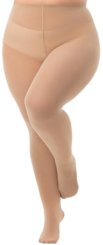 Viozocy Strumpfhosen Damen Große Größen, Elastische Hohe Taile Langlebig Strumpfhose, Weich Semi-Blickdichte Plus Größen Feinstrumpfhose XL 2XL 3XL 4XL, Hautfarbe XXL