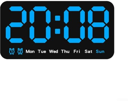 Homefurnishmall Large Digital Wall Clock with Date Week Time 21.5cm LED Large Display Clock with Adjustable Brightness, for battery Operated Wall Alarm Clock for Home Office(blue)