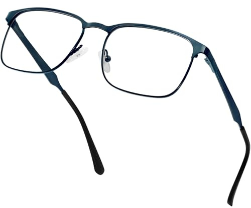 KANASTAL Blaulichtfilter Brille Herren Damen UV400 Schutz | Leicht Metallrahmen, Anti Blaulicht, Gaming Computerbrille, Stylische Brille, Bildschirmbrille, Homeoffice, Ohne Stärke