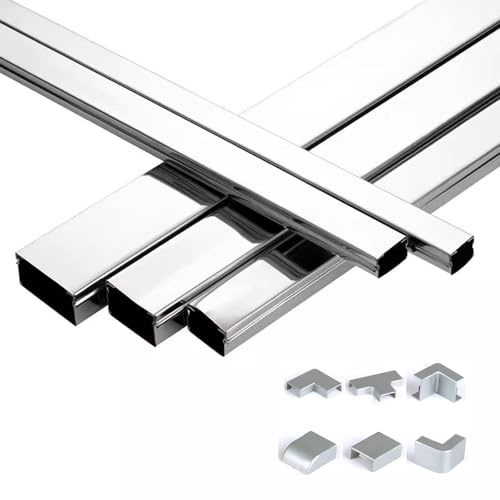 1M Wire Guard Raceway Stainless Steel, Open Wire Duct for Indoor/Outdoor/Garage/Warehouse Cable Duct Cable Management,25x15mm