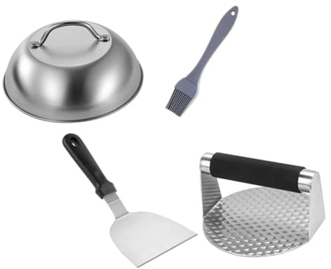 BESPORTBLE Set Presse Burger INOX avec Pelle Ustensile Cuisine Ergonomique pour Viande Hachée et Barbecue