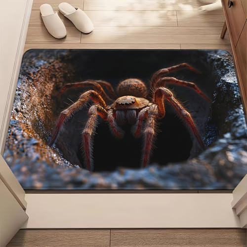 boiszeda Loch Teppich 3D Teppich Optische Täuschung Loch Im Boden, Felskrater Optische Täuschung Fussmatten rutschfest Waschbar für Eingang Innenbereich
