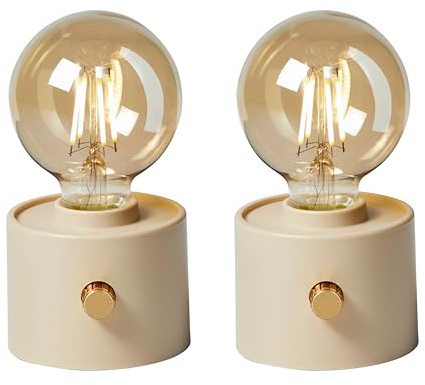Northpoint Vintage Akku Glühbirne Edison LED Tischlampe USB-C dimmbar mit Drehschalter – moderne Dekoration 2x Beige