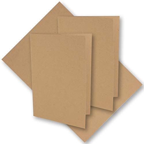 50x Vintage Kraftpapier Falt-Karten 105 x 148 mm - DIN A6 - sandbraun - Recycling - 300 g blanko Klapp-Karten - UmWelt by GUSTAV NEUSER