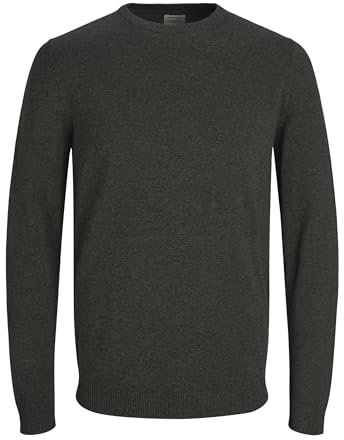 JACK & JONES Herren JJEBASIC KNIT CREW NECK NOOS Pullover,, per pack Grün (Deep Depths Detail: twisted with black), Medium (Herstellergröße: M)