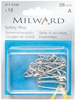 Milward Safety Pins, Silver, 28mm, 12 pieces, 2115102