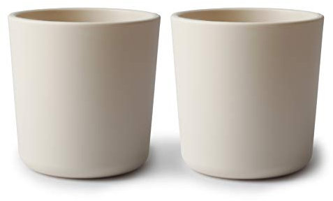 mushie Tasse de vaisselle pour enfants | Ensemble de 2 tasses de table réutilisables | Résistantes au lave-vaisselle et au micro-ondes | Facile à tenir pour l'enfant Fabriqué au Danemark | Ivory