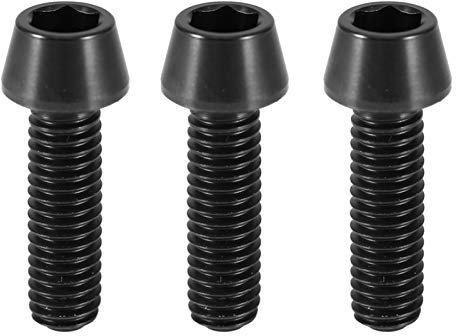 Bulloni in Titanio M6, 3 Pezzi Viti in Titanio M6x20, Bullone a Testa Conica in Lega Di Titanio Con Rondella, Per Mountain Bike, Bici Da Strada, Nero
