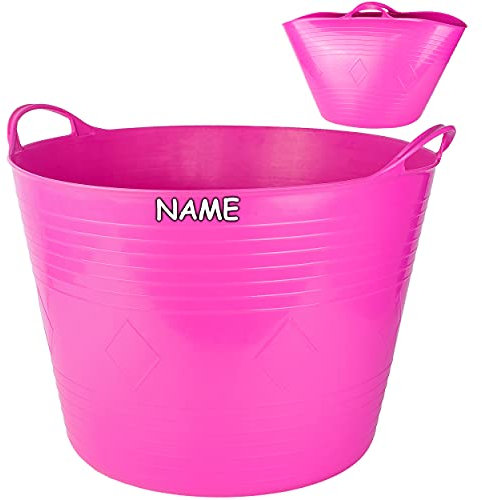 alles-meine.de GmbH 2 Stück Flexi & flexibel Modell + Farbwahl XXL großer - biegbarer - Aufbewahrungsbehälter mit Henkel - rosa/pink - neon Farben - inkl. Name - Gummieim..