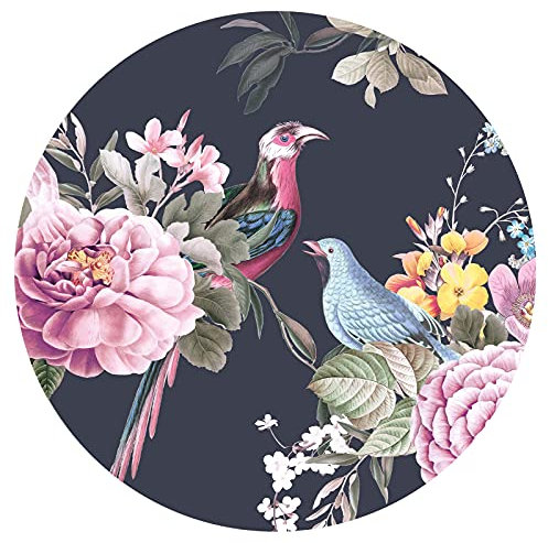 Grandora Wandtattoo Wandaufkleber Blumen Schlafzimmer Wandsticker florales Design Wandbild Wohnzimmer Wanddeko Esszimmer Flur Tapete selbstklebend rund DL652-07