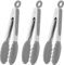 HINMAY Small Serving Tongs with Silicone Tips 7 Inch Stainless Steel Food Tongs Mini Tongs, Set of 3 (Grey)