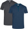 JRC Just Royal Clothing 2 Pack Mens Short Sleeve Henley T-Shirts, Lightweight Henley Tops for Gym, Running & Casual Outings (Charcoal & Mid Night, M)