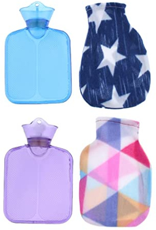 Jojomis 2 Pcs Mini 250ml Hot Water Bottle Bag With Soft Cloth Cover And Screw Top