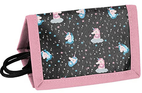 Paso Kinder Portemonnaie - Einhorn - Schwarz/Rosa - 12 x 8 x 1,5 cm