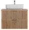 Lomadox Waschtisch Rillen schwarz Unterschrank 80 cm mit Keramik Aufsatzwaschbecken Waschbecken anthrazit Eiche Nb. B/H/T: 80,6/73,2/46,5 cm