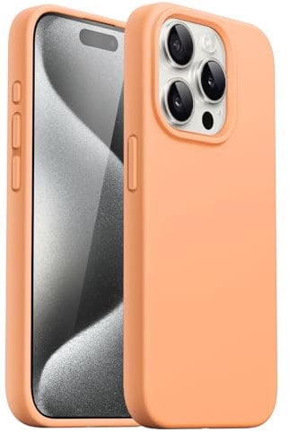 JETech Silicone Case for iPhone 15 Pro 6.1-Inch, Silky-Soft Touch Full-Body Protective Phone Case, Shockproof Cover (Orange Sorbet)