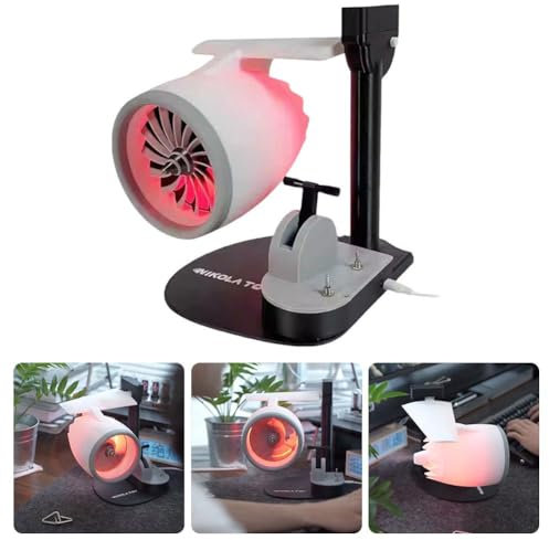 EIRZNGXQ Creative Turbo Desktop Fan,Turbofan with Humidifying Spray and Red Tail Lights,Adjustable Turbofan Engine Shape Creative Fan Desktop Decoration,USB Creative Turbo Desktop Fan with Light