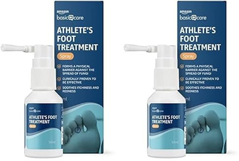 Amazon Basic Care Spray de traitement du pied d'athlète, 50ml (Lot de 2)