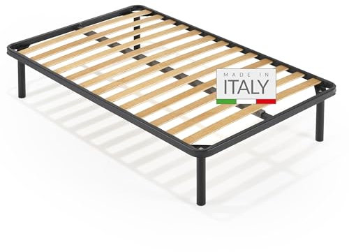 NUVOLA Atena - Rete Una Piazza e Mezza 120x190 Ortopedica con Doghe in Legno, Struttura Letto Una Piazza e Mezza in Ferro con Traverso, per Tutti i Tipi di Letti e Materassi, Resistente, Made in Italy