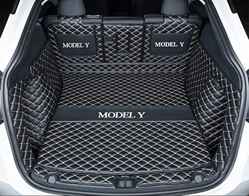 2026 Tesla Model Y Juniper Launch Edition (5-Sitzer) Kofferraummatte – luxuriöse, vollständige Abdeckung, wasserdicht, individuelle Passform (Schwarz/Beige)