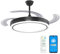LEDUNI Ventilador de Techo LED con Aspas Retráctiles Control Remoto,66W 30W Motor DC+36W Luz 2880LM Luz Integrada, Color Blanco CCT 3000-4000-6000K (Negro Olga)