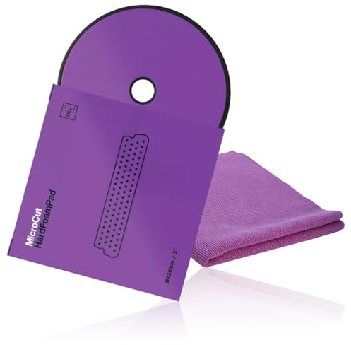 wortek Polierpad Set Koch Chemie Micro Cut Hard Foam Pad Polierpad Ø 126 x 25 mm inkl Microfaser Micro Cut Poliertuch Auto Polierpad Set für Exzenter Poliermaschine