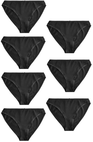 NEXT Damen Slips mit hohem Bein aus Baumwolle, 7er-Pack Schwarz 40
