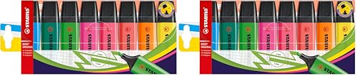 STABILO BOSS ORIGINAL - Surligneur -Pochette x 8 surligneurs fluo - Coloris assortis (Lot de 2)