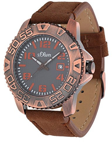 s.Oliver Herren-Armbanduhr Analog Quarz Leder SO-15155-LQR