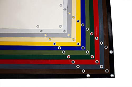 (5m breit) LKW Plane PVC Plane 620g/m² - Meterware - mit 12mm Ösen (5m x 1m, Lichtgrau RAL7035)