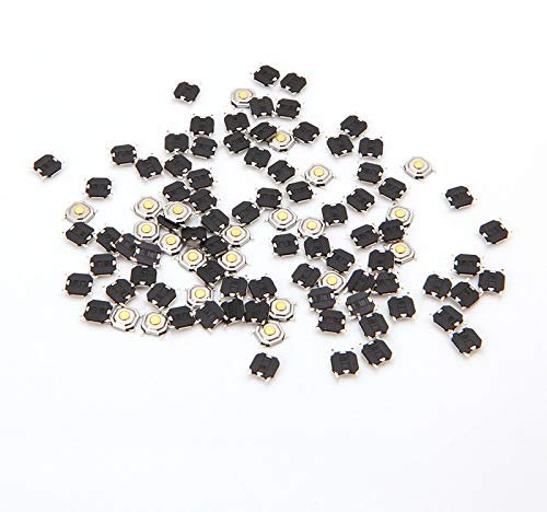 JOYKK 100 x Micro-Interrupteur étanche Tactile Tact Commutateur à Bouton-Poussoir Momentané SMD 4 Broches -