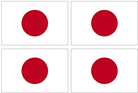 Supstick - Set di 4 adesivi con bandiera del Paese Nazione Giappone, formato 6 x 4 cm