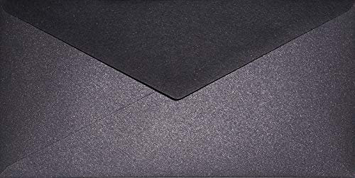 Netuno 100 Briefumschläge Perlmutt-Schwarz DIN lang 110x 220 mm 120g Aster Metallic Black Cooper schwarze Perlmutt- Brief-Umschläge lang DL edel metallisch-glänzende Kuverts für Einladungs-Karten