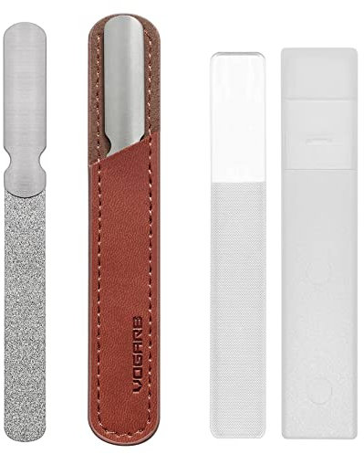 VOGARB Lime à ongles diamant pour ongles naturels, 11,7 cm, double face, grain 180, limes à ongles en métal pour ongles épais et ongles des doigts (lot de 1)