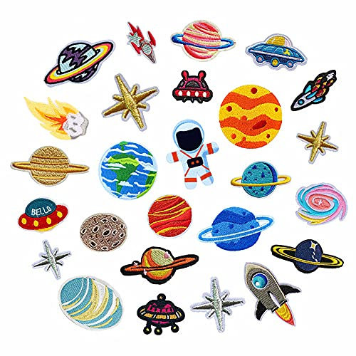 Astronaut Planets Patches zum Aufbügeln, 26 Stück, zum Aufbügeln auf Kleidung, Mützen, Rucksäcken, Schals, Schuhen, zur Dekoration und Reparatur von gebrochenen Löchern