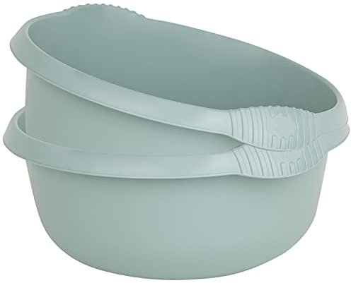 #11 2x Schüssel Set rund grün - 4,5 Liter - 28 cm - Waschschüssel Spülschüssel Wasserschüssel - Lebensmittelecht - Kunststoff Spüle