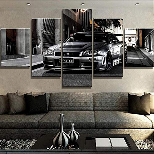 QIANJJ 5 Leinwände Poster Set Bilder Nissan Skyline Wohnkultur wandbilder Bild Schlafzimmer
