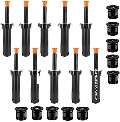 Suinga 10 DIFUSOR ASPERSOR de RIEGO 1804, Rain Bird + 10 Toberas 4,5 Metros, ángulo Ajustable, Negro