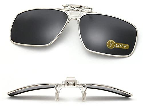 LUFF Polarisierte Sonnenbrille mit Clip-on Sonnenbrille für Herren/Damen mit Flip-Up polarisierte Sonnenbrille passt über Brillen/Leser/Outdoor Sports Dark black
