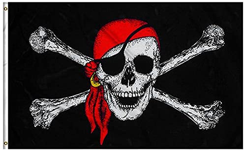 GAKA FAVOR 150x90 cm Piraten Flagge - Flagge Pirat mit Kopftuch,Jolly Roger Flag für Piratenparty Halloween Outdoor Decor