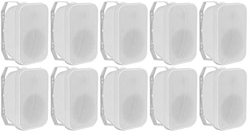 McGrey OLS-651WH Outdoor-Lautsprecher 10x Set - Zwei-Wege-System - IP56 - Für Restaurant, Biergarten, Terrasse & Garten - 6,5 Woofer und 1 Hochtöner - 60 Watt - Für 70/100V-Betrieb geeignet - Weiß