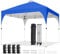 Yaheetech Pop Up Gazebo, 3x3m Instant Foldinng Shelter with Wheeled Bag, 4 Sandbags, 4 Ropes, 8 Stakes, Metal Frame, Adjustable Height, Top Air Vent, Blue
