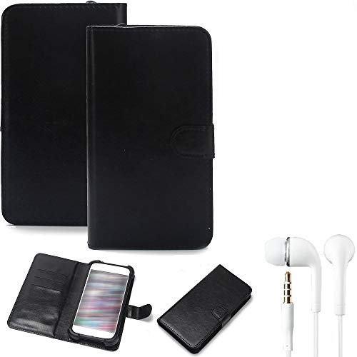 K-S-Trade Protective Case For Lenovo Legion Y90 360° Wallet Case + Earphones Compatible With Lenovo Legion Y90 Cover Bookstyle Mobile Phone Protective Bag Bumper Pocket Sleeve Pouch Flipcover Black