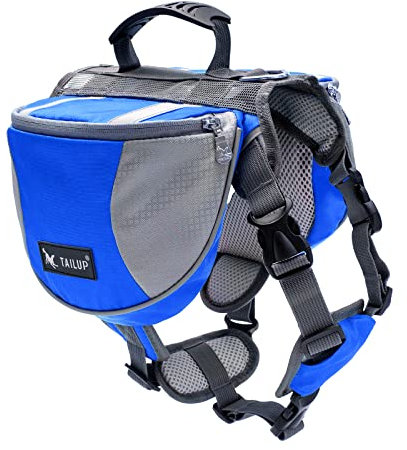 PETCUTE Satteltasche Hunderucksack für Mittlere Große Hunde, Haustier Einstellbare Satteltasche für Reisen Wandern Training, Reflektierende Wasserdicht Hund Reisen Wanderrucksack mit Griff